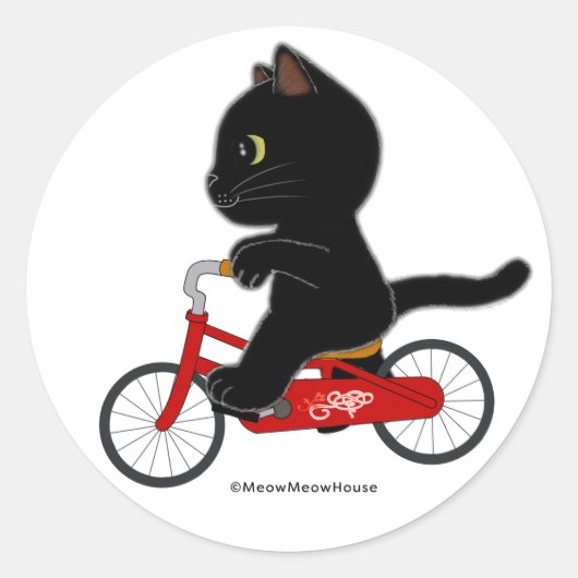 Bicycle Black Cat Runder Aufkleber (Vorderseite)