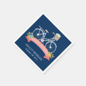 Bicycle Brautparty Navy Blue Coral Ribbon Serviette (Ecke)
