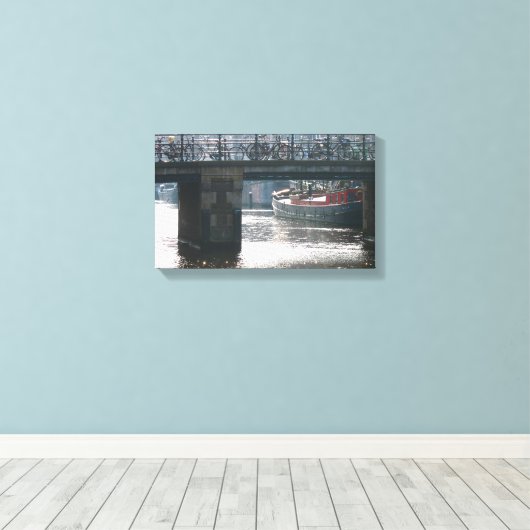 Bicycle Bridge Winter Scene Amsterdam Canvas Print Leinwanddruck (Insitu (Holzboden))