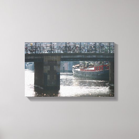 Bicycle Bridge Winter Scene Amsterdam Canvas Print Leinwanddruck (Vorderseite)