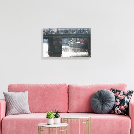 Bicycle Bridge Winter Scene Amsterdam Canvas Print Leinwanddruck (Insitu (Wohnzimmer))
