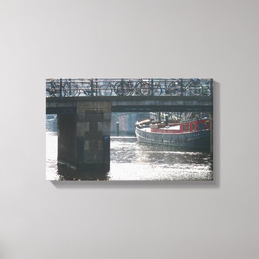 Bicycle Bridge Winter Scene Amsterdam Canvas Print Leinwanddruck (Vorderseite)