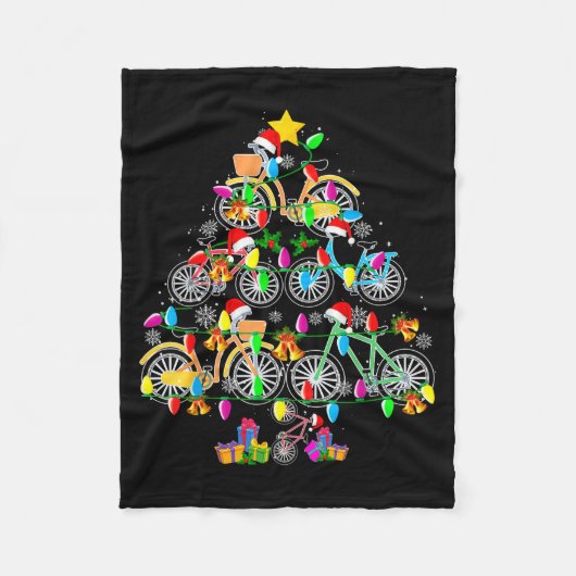 Bicycle Christmas Tree Funny Santa Bicycle Lover B Fleecedecke (Vorderseite)