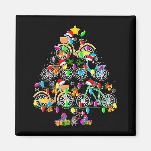 Bicycle Christmas Tree Funny Santa Bicycle Lover B Magnet (Vorne)