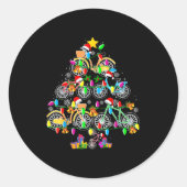 Bicycle Christmas Tree Funny Santa Bicycle Lover B Runder Aufkleber (Vorderseite)