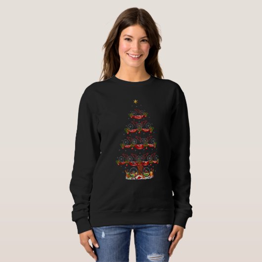 Bicycle Christmas Tree Lights Santa Bicycle Xmas Sweatshirt (Vorne ganz)
