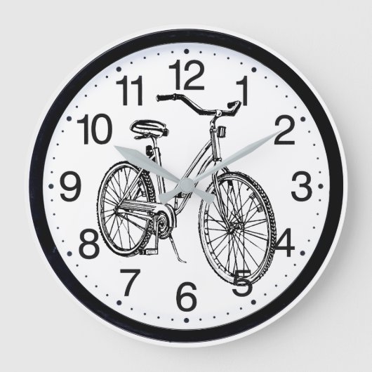 Bicycle Design Clock With Numbers Große Wanduhr (Vorderseite)