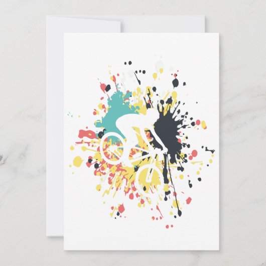 Bicycle Downhill Color Splash Einladung (Vorderseite)