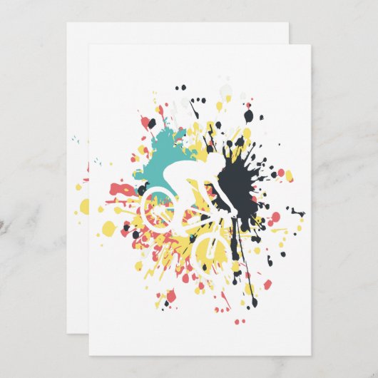 Bicycle Downhill Color Splash Einladung (Vorne/Hinten)