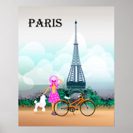Bicycle Eiffel Tower Paris Frankreich Poster