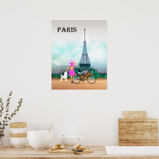 Bicycle Eiffel Tower Paris Frankreich Poster (Küche)