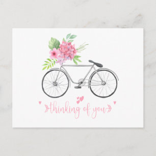 Bicycle Floral Bouquet Script Font Thinking of You Postkarte