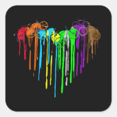 Bicycle Heart Shirt Colorful Art Cycle Enthusiaste Quadratischer Aufkleber (Vorderseite)