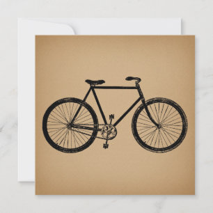 Bicycle Illustration Vintage Brown Cycling Karte