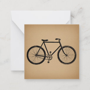 Bicycle Illustration Vintage Brown Cycling Mitteilungskarte