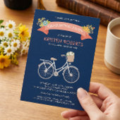 Bicycle Navy Blue Girly Graduation Party Einladung