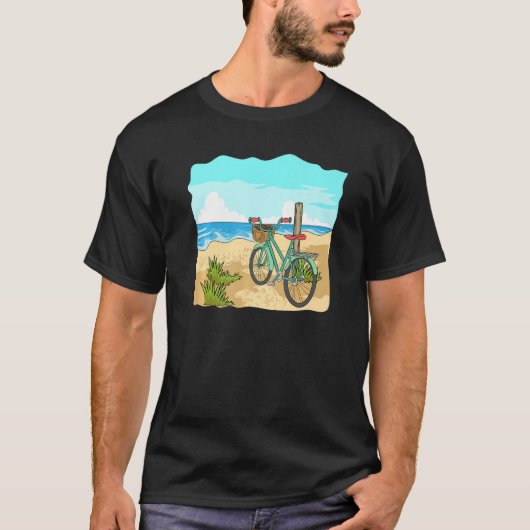 Bicycle on the beach dunes for a holiday by the se T-Shirt (Vorderseite)