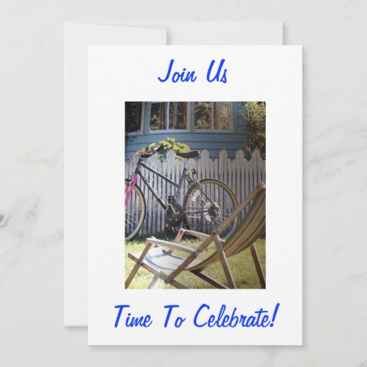BICYCLE/PICKET FENCE "KOMME JOIN US" INVITATION EINLADUNG (Vorderseite)