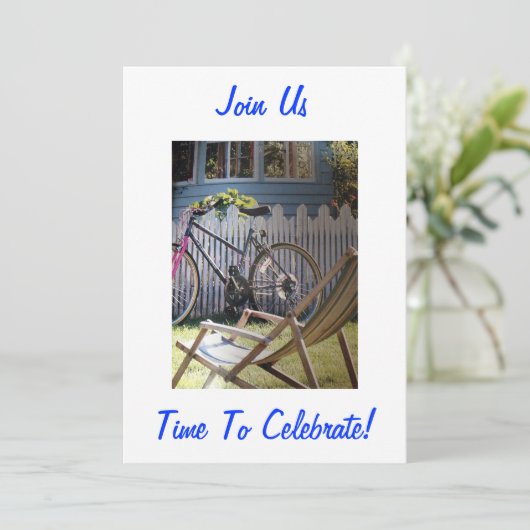 BICYCLE/PICKET FENCE "KOMME JOIN US" INVITATION EINLADUNG (Stehend Vorderseite)