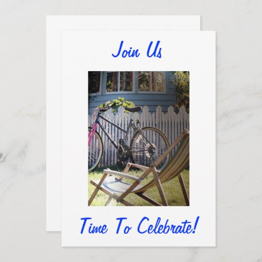 BICYCLE/PICKET FENCE "KOMME JOIN US" INVITATION EINLADUNG (Vorne/Hinten)