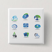 Bicycle Racing Icons Blue and Green Sport Button (Vorderseite)