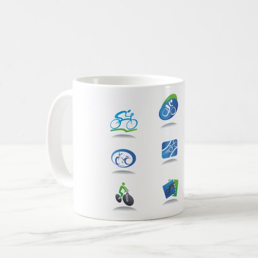 Bicycle Racing Icons Blue and Green Sport Kaffeetasse (Vorderseite Links)