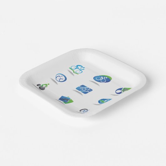 Bicycle Racing Icons Blue and Green Sport Pappteller (Gewinkelt)