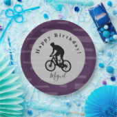 Bicycle Rider Happy Birthday Paper Plate. Papier P Pappteller (Party)