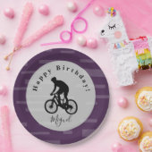 Bicycle Rider Happy Birthday Paper Plate. Papier P Pappteller (Party)
