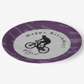 Bicycle Rider Happy Birthday Paper Plate. Papier P Pappteller (Schrägansicht)