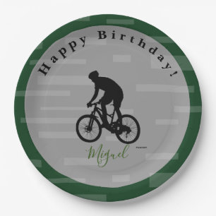 Bicycle Rider Happy Birthday Paper Plate. Pappteller