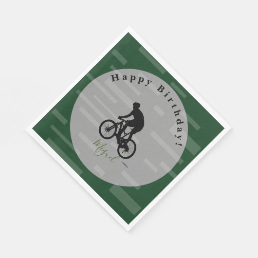 Bicycle Rider Happy Birthday PaperNapkin HAMbyWG Serviette (Ecke)