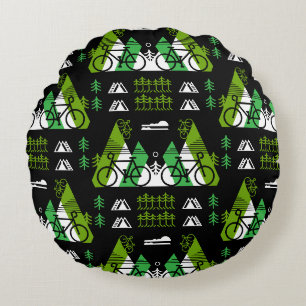 Bicycle Themed Print Rundes Kissen