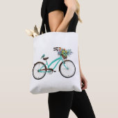 Bicycle With Bird and Flower Basket Turquoise Blue Tasche (Von Nahem)