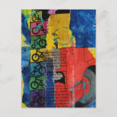 Bicycles and Trucks mixed media collage Postkarte (Vorderseite)