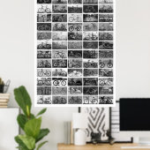 BICYCLES Collage - Schwarzweiß Poster (Heimbüro)