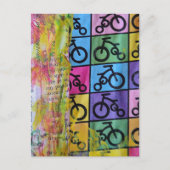 Bicycles colorful mixed media collage postkarte (Vorderseite)