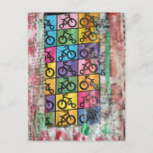 Bicycles colorful mixed media collage postkarte (Vorderseite)