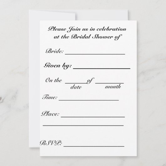 Bidal-Dusche Einladung (Rückseite)