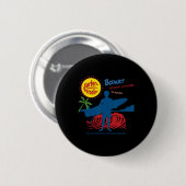 Bidart Sque County Frankreich Surfer Silhouette Button (Vorne & Hinten)