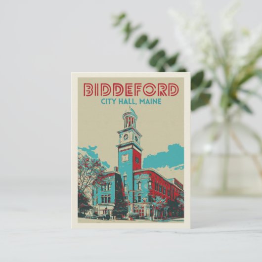 Biddeford Maine USA, Rathaus Postkarte (Stehend Vorderseite)