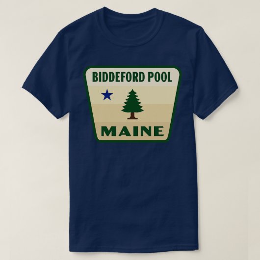 Biddeford Pool Maine Retro Pine Tree Abzeichen Tan T-Shirt (Design vorne)