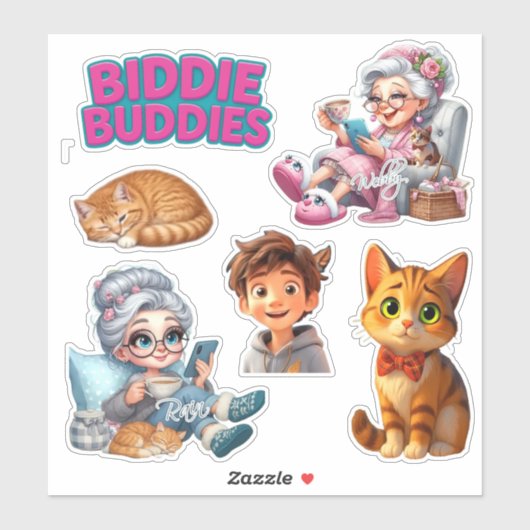 Biddie Buddies Brand Custom Cut Stickers! Aufkleber (Blatt)