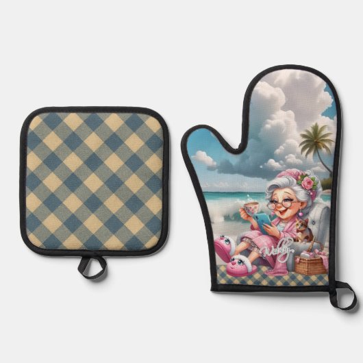 Biddie Buddies Brand - Webby's Ofenhandschuh & Topflappen-Set (Vorderseite)