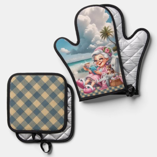 Biddie Buddies Brand - Webby's Ofenhandschuh & Topflappen-Set (Vorderseite/Rückseite)