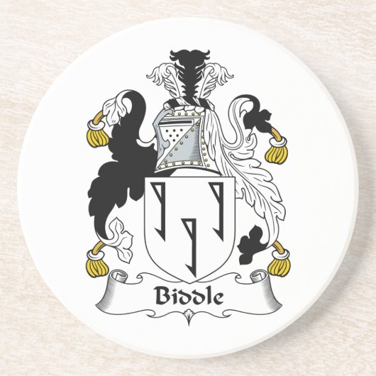 Biddle-Familienwappen Sandstein Untersetzer (Vorne)