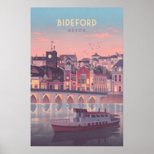 Bideford Devon Seebad Reiseplakat Poster