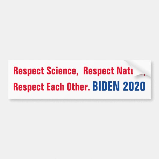 Biden 2020 Respekt einander Autoaufkleber (Vorne)