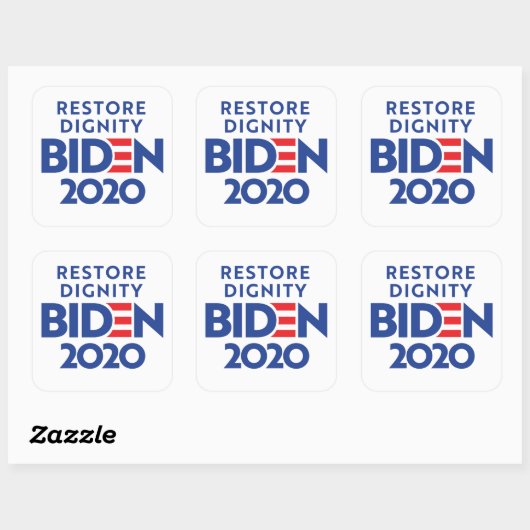 BIDEN 2020 - Würde wiederherstellen Quadratischer Aufkleber (Blatt)
