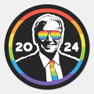 Biden 2024 Rainbow Sunglasses LGBT Pride Runder Aufkleber